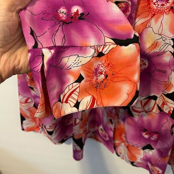 Allison Morgan woman 3X Button Up Top Floral Beach Summer Flowy Loose fairy plus - Picture 9 of 11